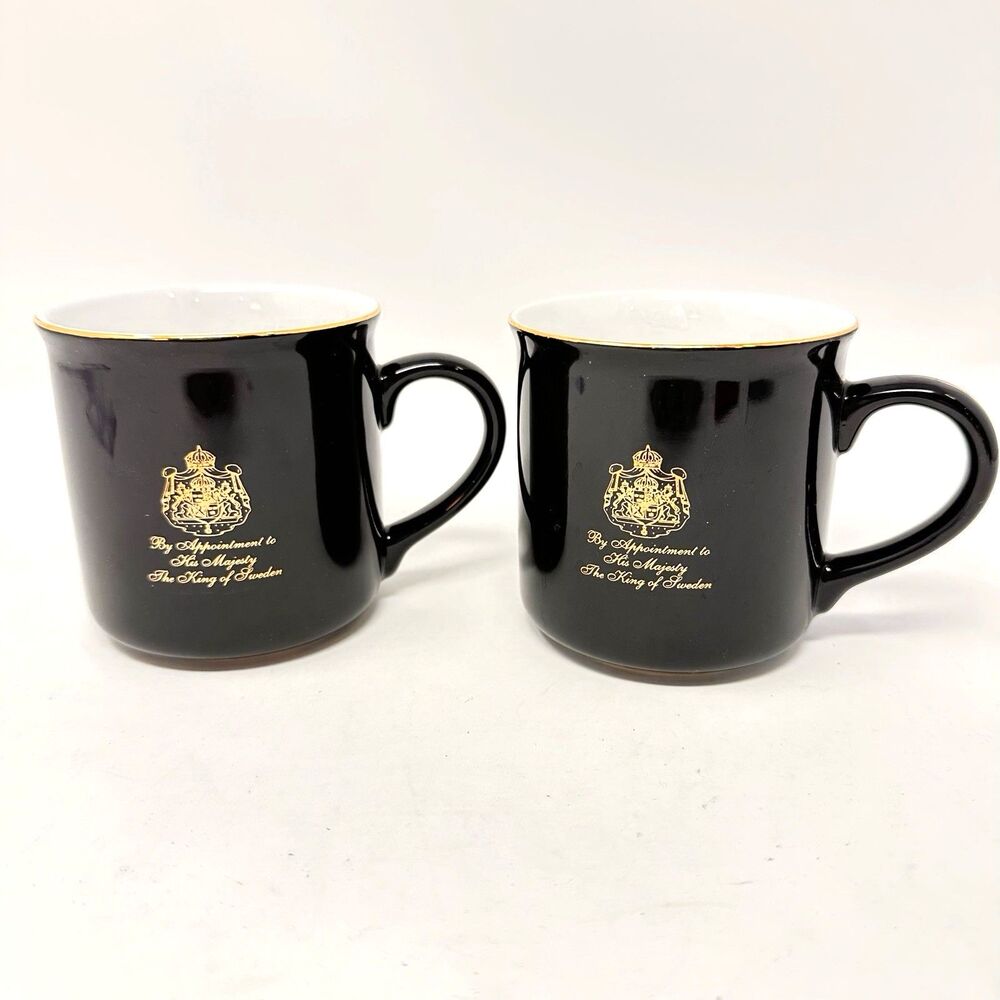 Gevalia Kaffe Set of 2 Black Coffee Mugs – Appointment His Majesty King Sweden